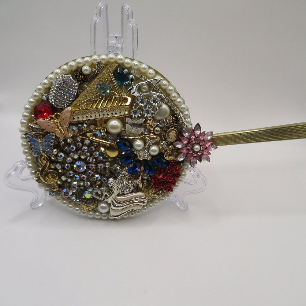 Hand Crafted Upcycled Vintage Modern Jeweled Mirror